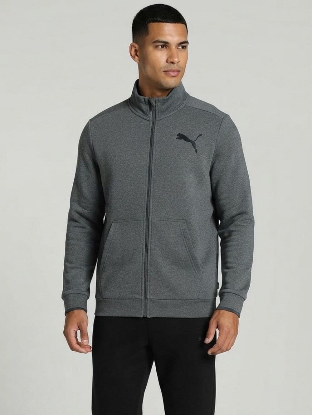 Puma Men's Dark Grey Heather Full-Zip Track Jacket Sweatshirt Size XL EUC